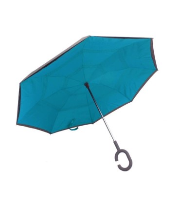Parasol odwrócony "Revers" z podwójnym materiałem dwa kolory: czarny + inny