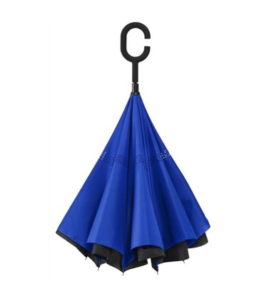 Parasol odwrócony "Revers" z podwójnym materiałem dwa kolory: czarny + inny