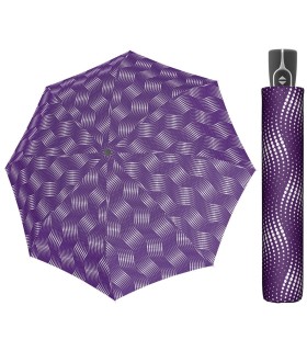 Wytrzymała AUTOMATYCZNA parasolka Doppler, fioletowa w fale z kropek