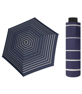 NAJLŻEJSZA 140 g parasolka damska Doppler  Fiber Havanna granatowa w paski