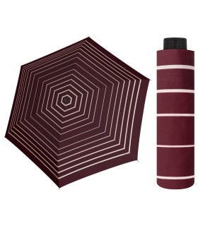 NAJLŻEJSZA 140 g parasolka damska Doppler  Fiber Havanna bordowa w paski