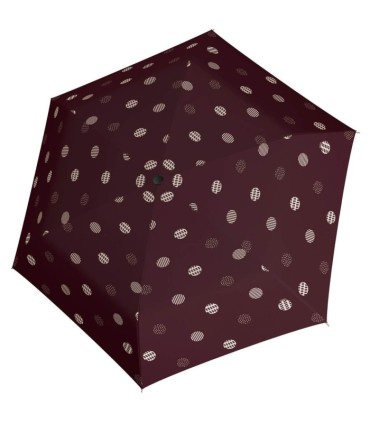 NAJLŻEJSZA 140 g parasolka damska Doppler  Fiber Havanna bordowa w groszki