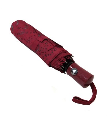 Otwierana automatycznie parasolka damska Tiros w srebrne krople, bordowa