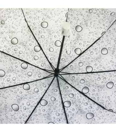 Otwierana automatycznie parasolka damska Tiros w srebrne krople, biała