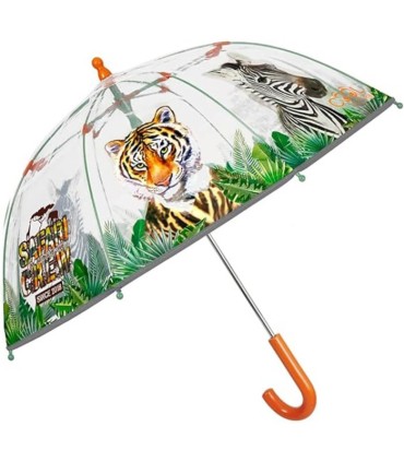 Głęboka parasolka damska Perletti przezroczysta ZWIERZĘTA SAFARI