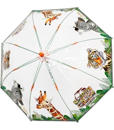 Głęboka parasolka damska Perletti przezroczysta ZWIERZĘTA SAFARI
