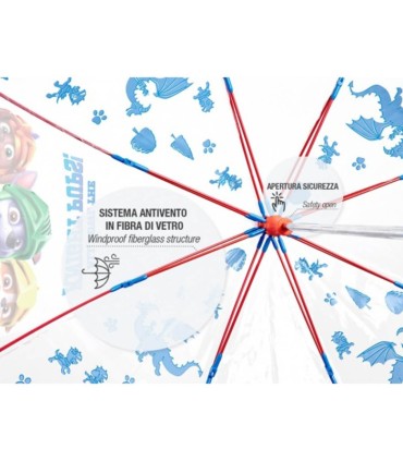 Głęboka parasolka damska Perletti przezroczysta PSI PATROL