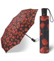 Parasolka automatyczna damska do torebki HAPPY RAIN czarna w kwiaty