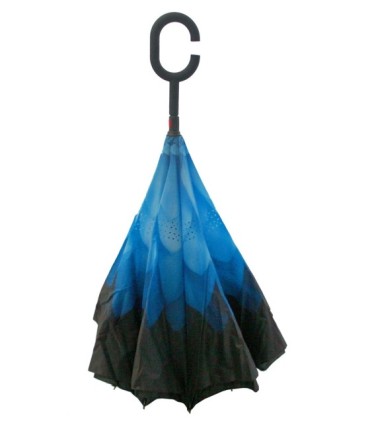 Parasol odwrócony "Revers" z niebieskim kwiatem