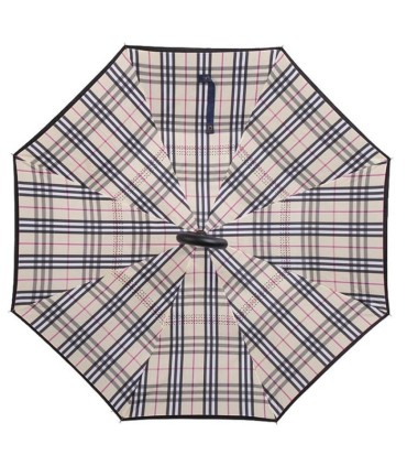Parasol odwrócony "Revers" z motywem beżowej kratki