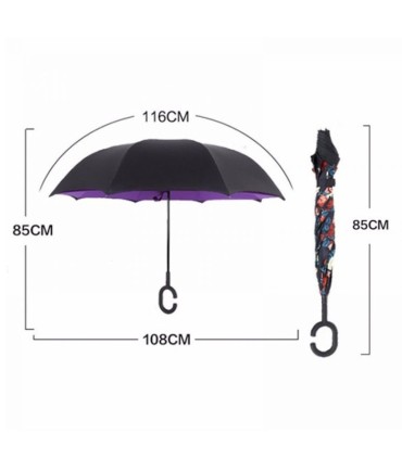 Parasol odwrócony "Revers" z motywem beżowej kratki