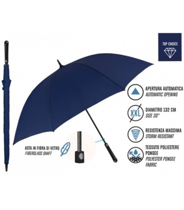 Automatyczny bardzo duży średnica 132 cm mocny wytrzymały parasol PERLETTI