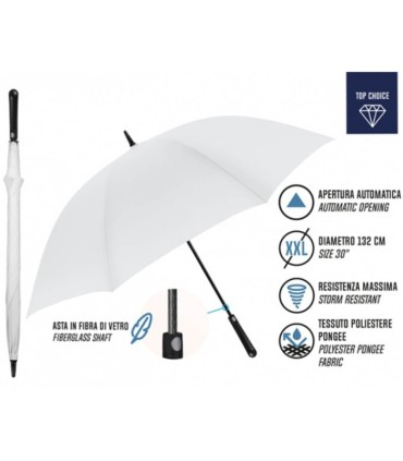 Automatyczny bardzo duży średnica 132 cm mocny wytrzymały parasol PERLETTI