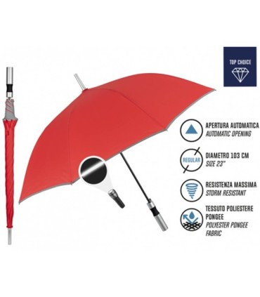 Automatyczny duży średnica 104 cm lekki wytrzymały parasol z odblaskową lamówką PERLETTI