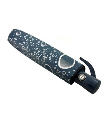 Otwierana i zamykana automatycznie parasolka damska Tiross – Srebrne Krople, granatowa