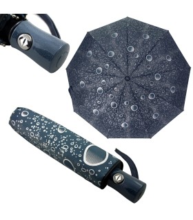 Otwierana i zamykana automatycznie parasolka damska Tiross – Srebrne Krople, granatowa