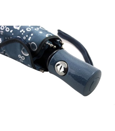 Otwierana i zamykana automatycznie parasolka damska Tiross – Srebrne Krople, granatowa