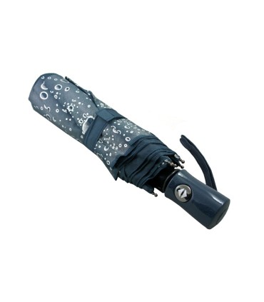 Otwierana i zamykana automatycznie parasolka damska Tiross – Srebrne Krople, granatowa