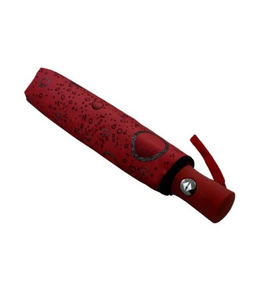 Otwierana i zamykana automatycznie parasolka damska Tiross – Srebrne Krople, bordowa