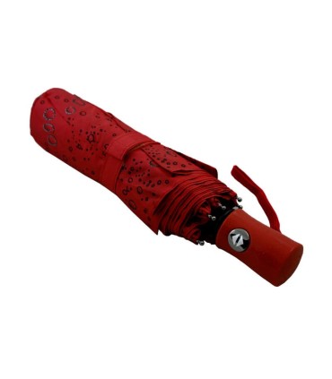 Otwierana i zamykana automatycznie parasolka damska Tiross – Srebrne Krople, bordowa