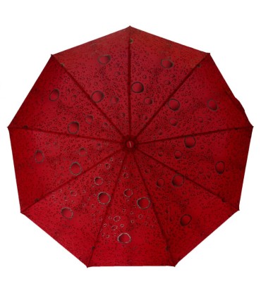 Otwierana i zamykana automatycznie parasolka damska Tiross – Srebrne Krople, bordowa