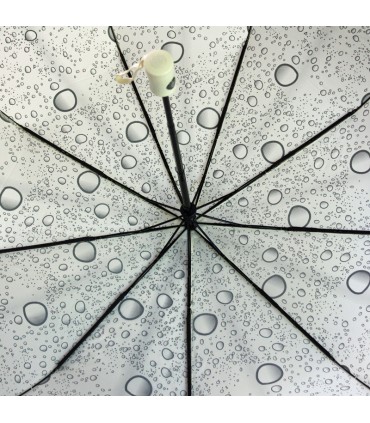 Otwierana i zamykana automatycznie parasolka damska Tiross – Srebrne Krople, ecru