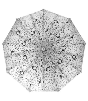 Otwierana i zamykana automatycznie parasolka damska Tiross – Srebrne Krople, biała