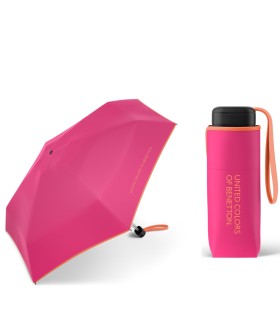 Parasolka do kieszeni lub torebki 17 cm składana na 5 BENETTON, różowa