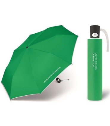 Automatyczna parasolka do torebki BENETTON z kontrastową lamówką, zielona