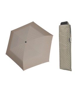 Płaska parasolka DOPPLER CARBONSTEEL SLIM do kieszeni, torebki, szara w kropki