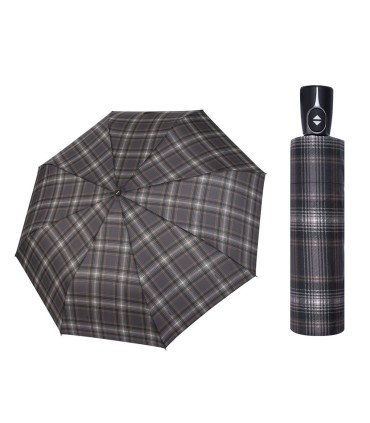 Automatyczna parasolka męska do teczki DOPPLER Fiber Magic, czarna w kratę