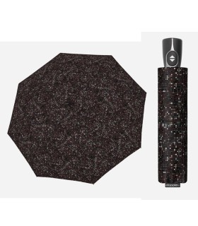 Automatyczna parasolka damska do torebki DOPPLER Fiber Magic, czarna w kropki