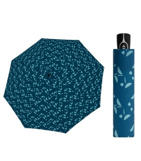 Automatyczna parasolka damska do torebki DOPPLER Fiber Magic, niebieska w listki
