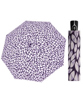 Automatyczna parasolka damska do torebki DOPPLER Fiber Magic, fioletowa w listki