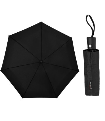 Kieszonkowa, automatyczna parasolka męska z włóknem, lekka i mocna, czarna