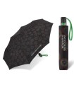 Automatyczna parasolka do torebki 29 cm BENETTON czarna w kółka i serduszka
