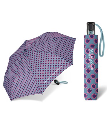 Automatyczna parasolka do torebki 29 cm BENETTON szara w kółeczka