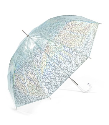 Przezroczysta, głęboka parasolka damska HAPPY RAIN opalizujące cętki