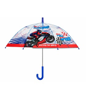 Głęboka bezpieczna parasolka dziecięca PERLETTI przezroczysta MOTOCYKLE