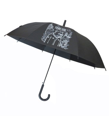 PARASOLKA DŁUGA AUTOMATYCZNA 98 CM, CZARNA, FUNNY RAIN PIES