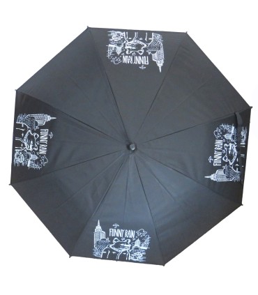 PARASOLKA DŁUGA AUTOMATYCZNA 98 CM, CZARNA, FUNNY RAIN PIES