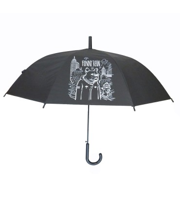 PARASOLKA DŁUGA AUTOMATYCZNA 98 CM, CZARNA, FUNNY RAIN PIES