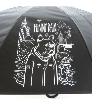 PARASOLKA DŁUGA AUTOMATYCZNA 98 CM, CZARNA, FUNNY RAIN PIES