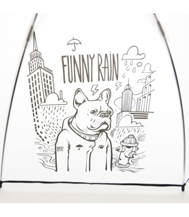 PARASOLKA DŁUGA AUTOMATYCZNA 98 CM, MLECZNA, FUNNY RAIN KOT