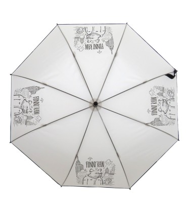 PARASOLKA DŁUGA AUTOMATYCZNA 98 CM, MLECZNA, FUNNY RAIN KOT