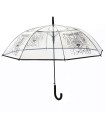 PARASOLKA DŁUGA AUTOMATYCZNA 98 CM, przezroczysta, FUNNY RAIN KOT