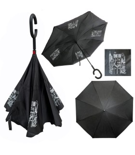 Parasol odwrócony REVERSE z podwójnym materiałem Funny Rain - pies, 108 cm